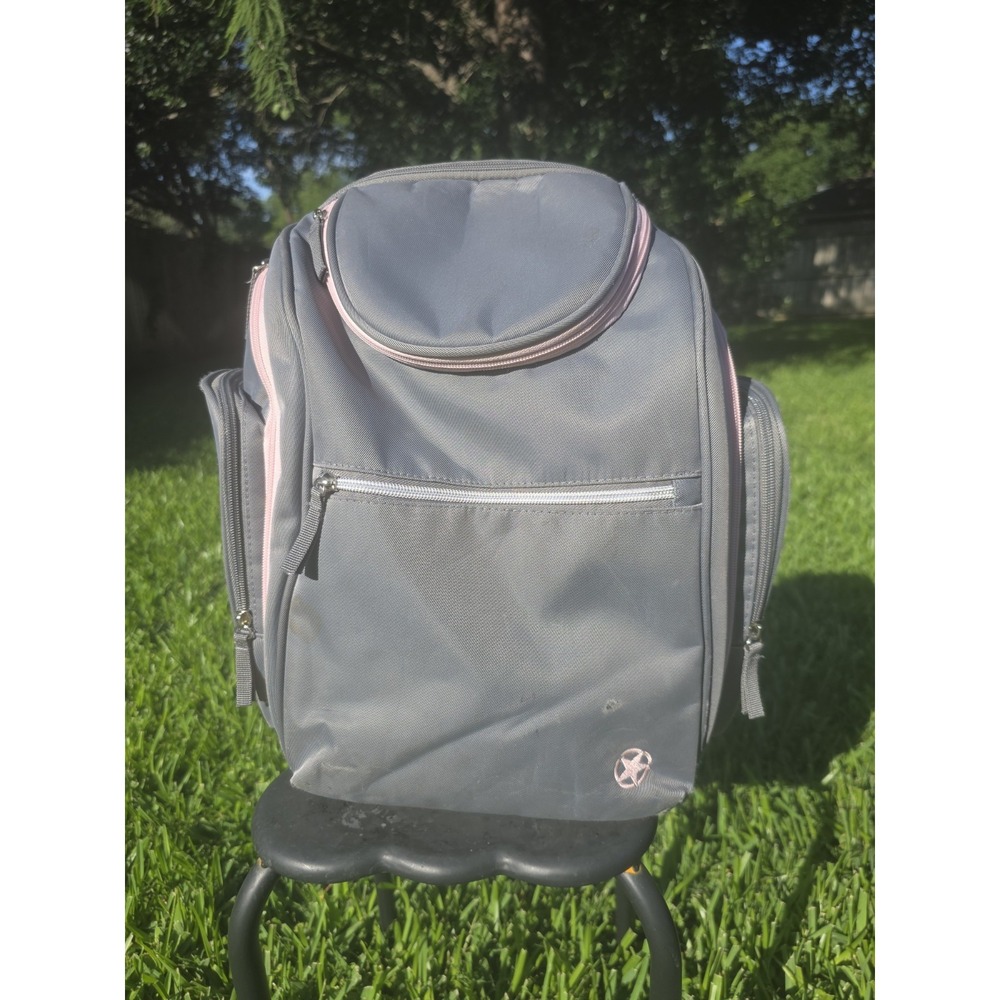 Jeep Adventures Backpack/Diaper Bag Gray with Pink Trim Wipes Container Pocket